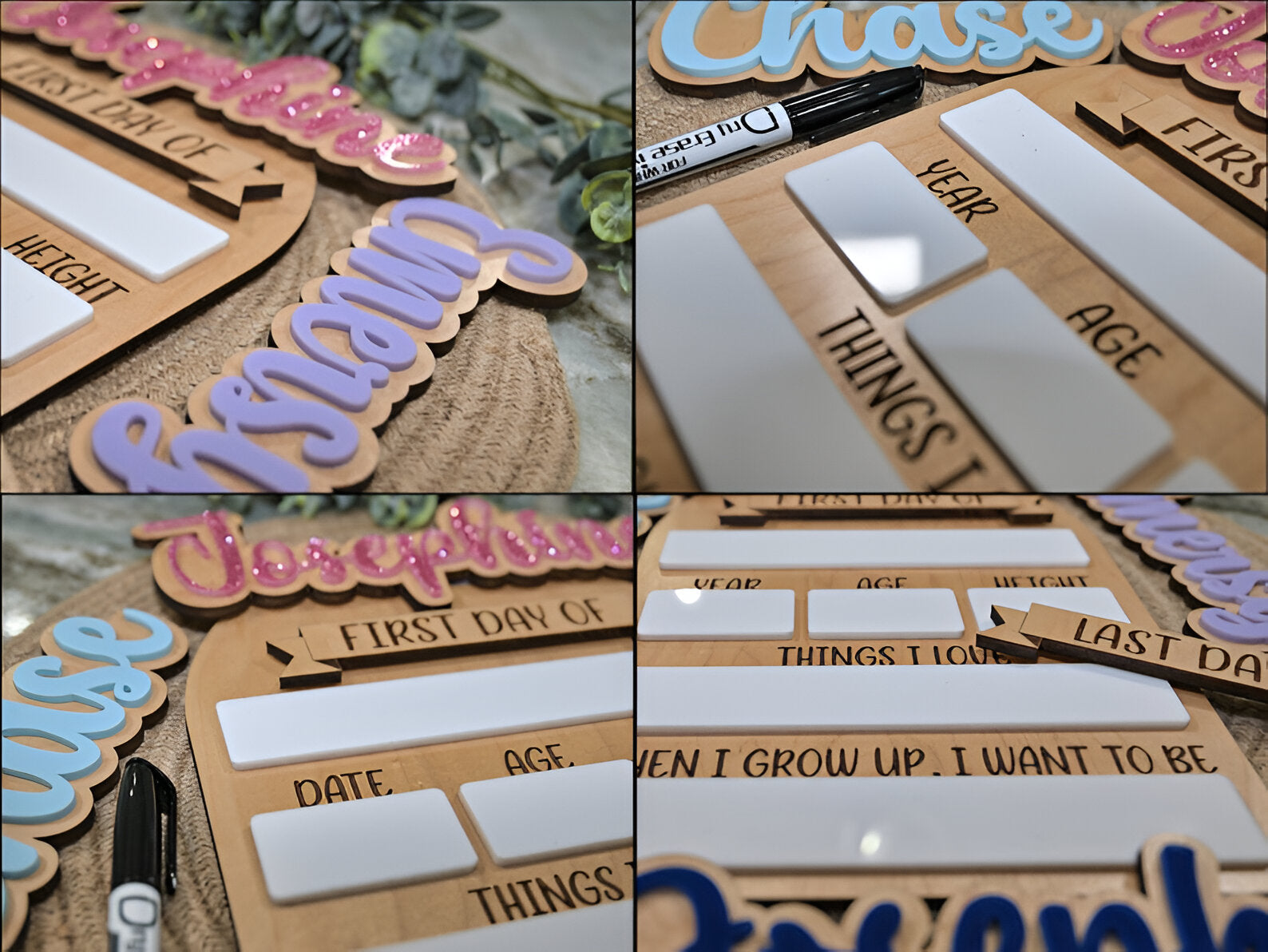 First and Last Day of School Interchangeable Wood Sign Personalized Home School Kids Education Great Gift Reusable School Sign Height scsign1