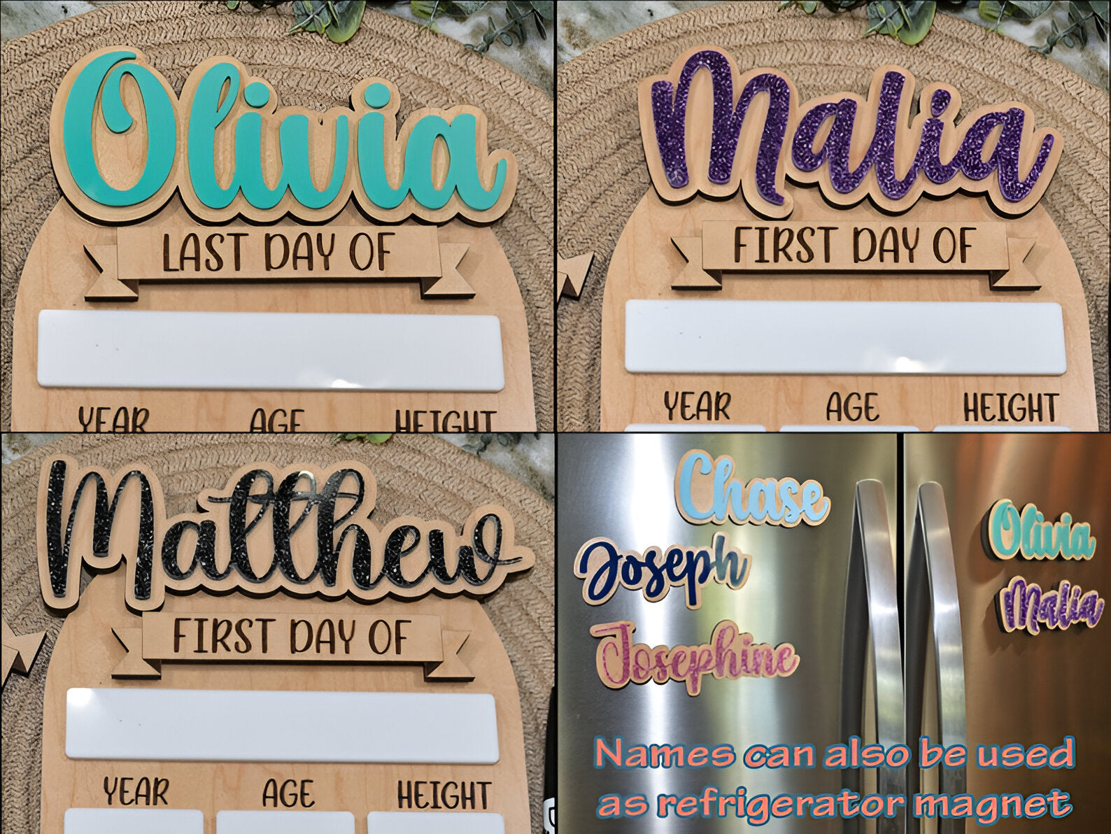 First and Last Day of School Interchangeable Wood Sign Personalized Home School Kids Education Great Gift Reusable School Sign Height scsign1