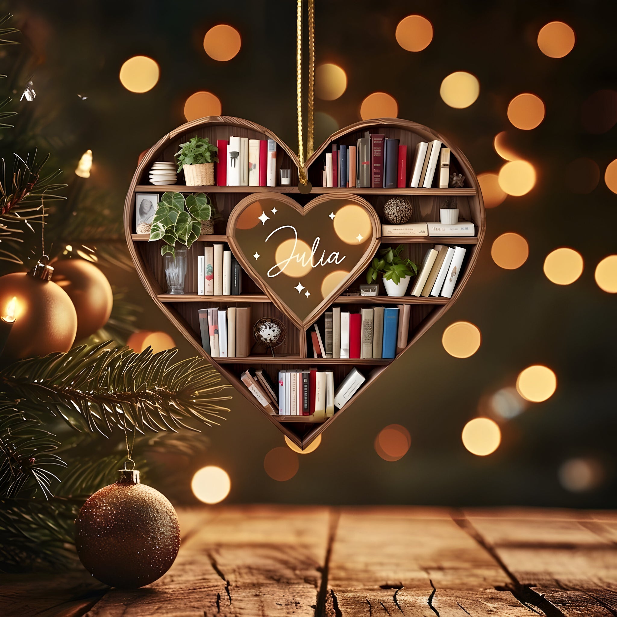 Personalized Christmas Book Tree Name Ornament, Custom Bookish Ornament, Book Lover Gift, Bookworm Gifts, Book Club Ornament, Librarian Gift ORN2709