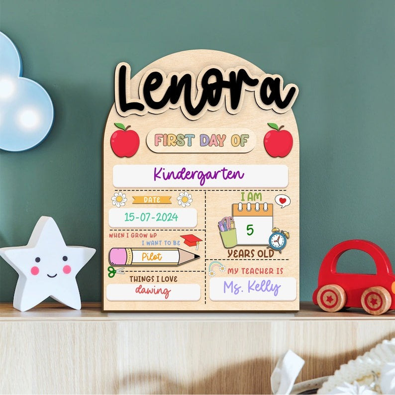 First and Last Day of School Sign, Personalized First Day of Preschool, School Photo Prop, First Day Board Sign, Back to School Gift SC0308 03