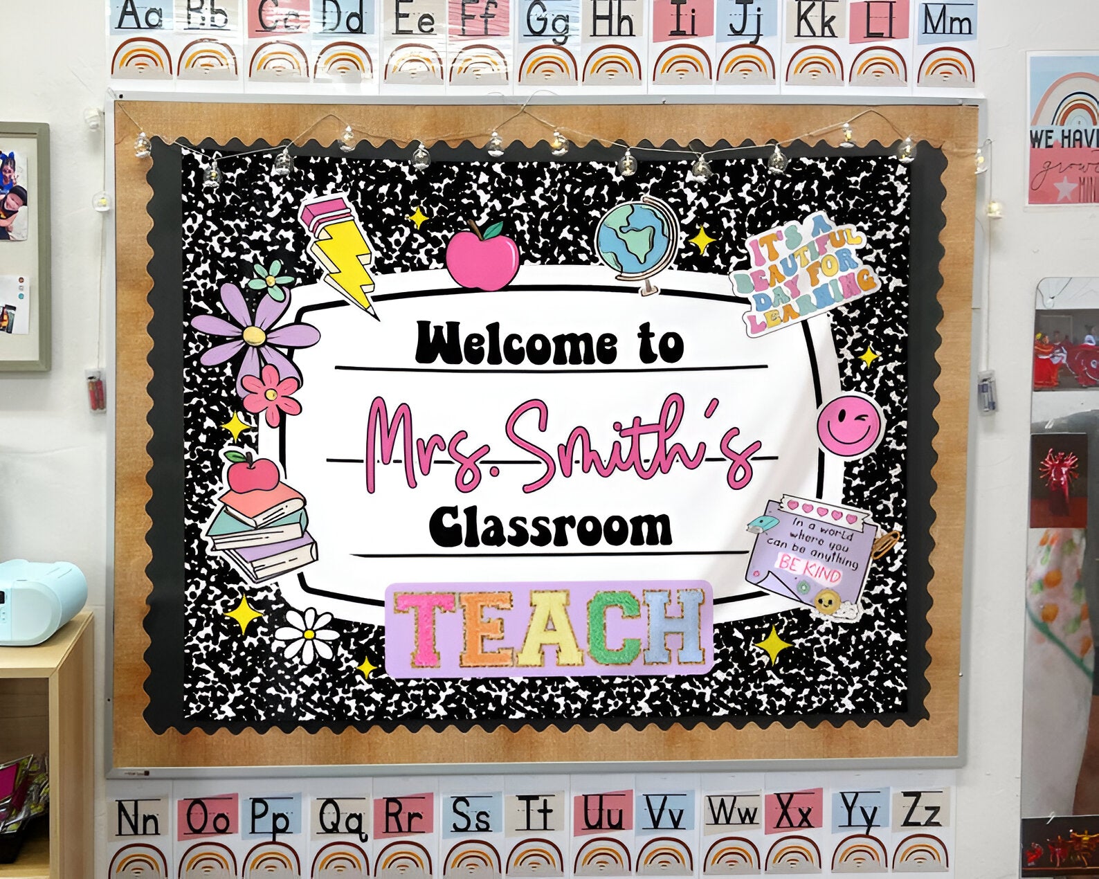 Personalized Teacher Classroom Tapestry, Teachers Name Classroom Banner, Groovy Classroom Decor, Gift for Teacher, Back to School Tapestry tapes