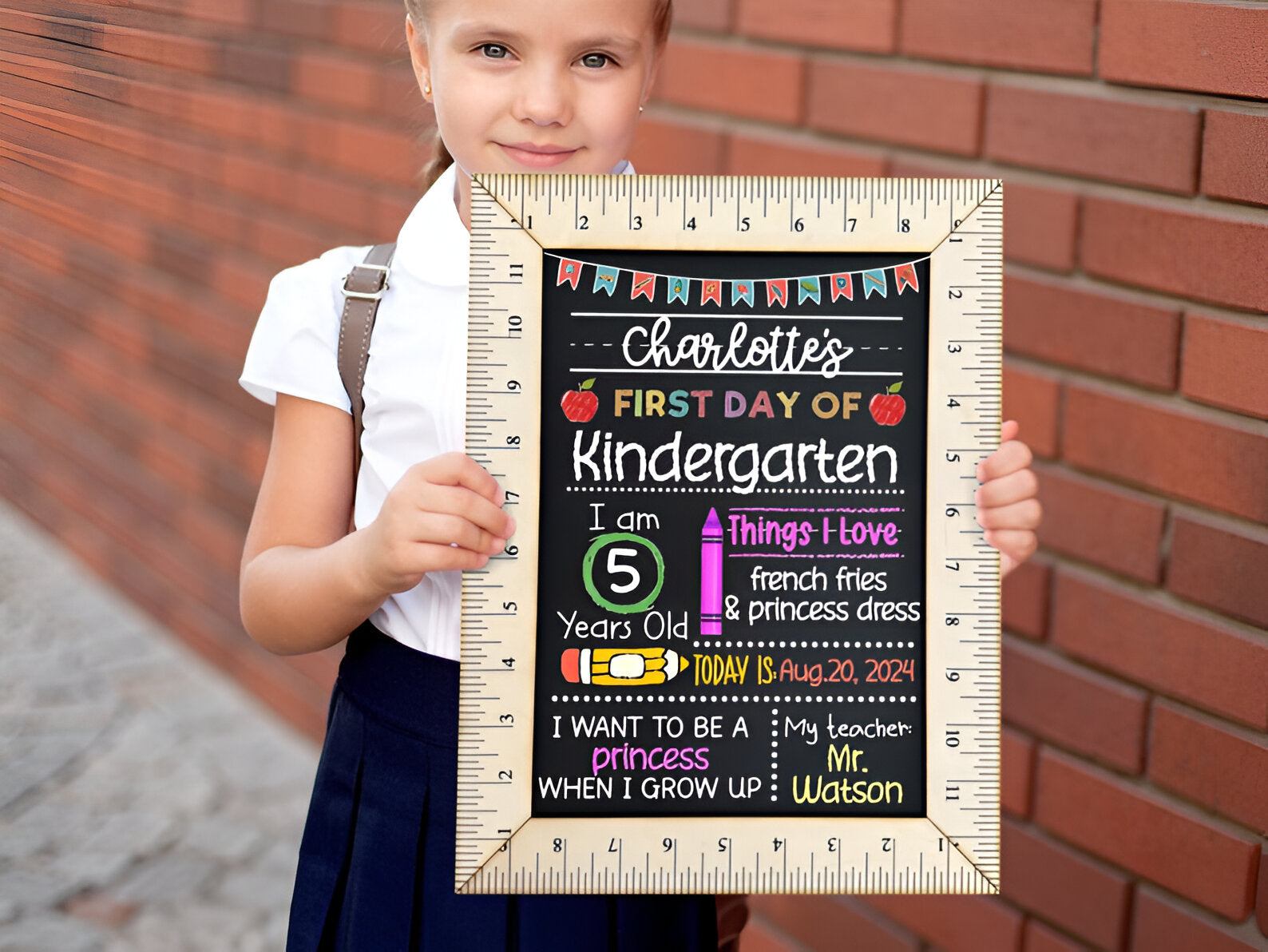 First Day of School Sign, First Day School Kindergarten Sign, 1st Day of Preschool, Back to School Chalkboard, Reusable, Wooden School Board scsign1