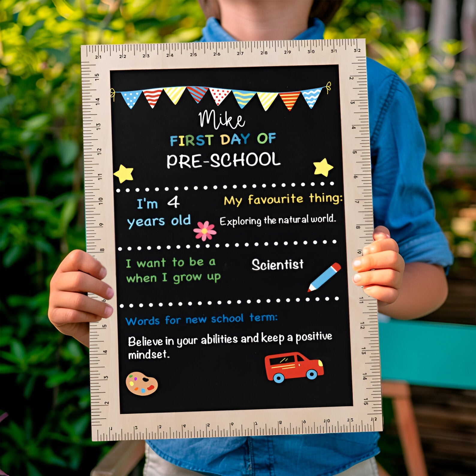 Reusable Back to School Chalkboard Sign for the First Day of School, First & Last Day of School Interchangeable Sign, Wooden School Gift scsign1