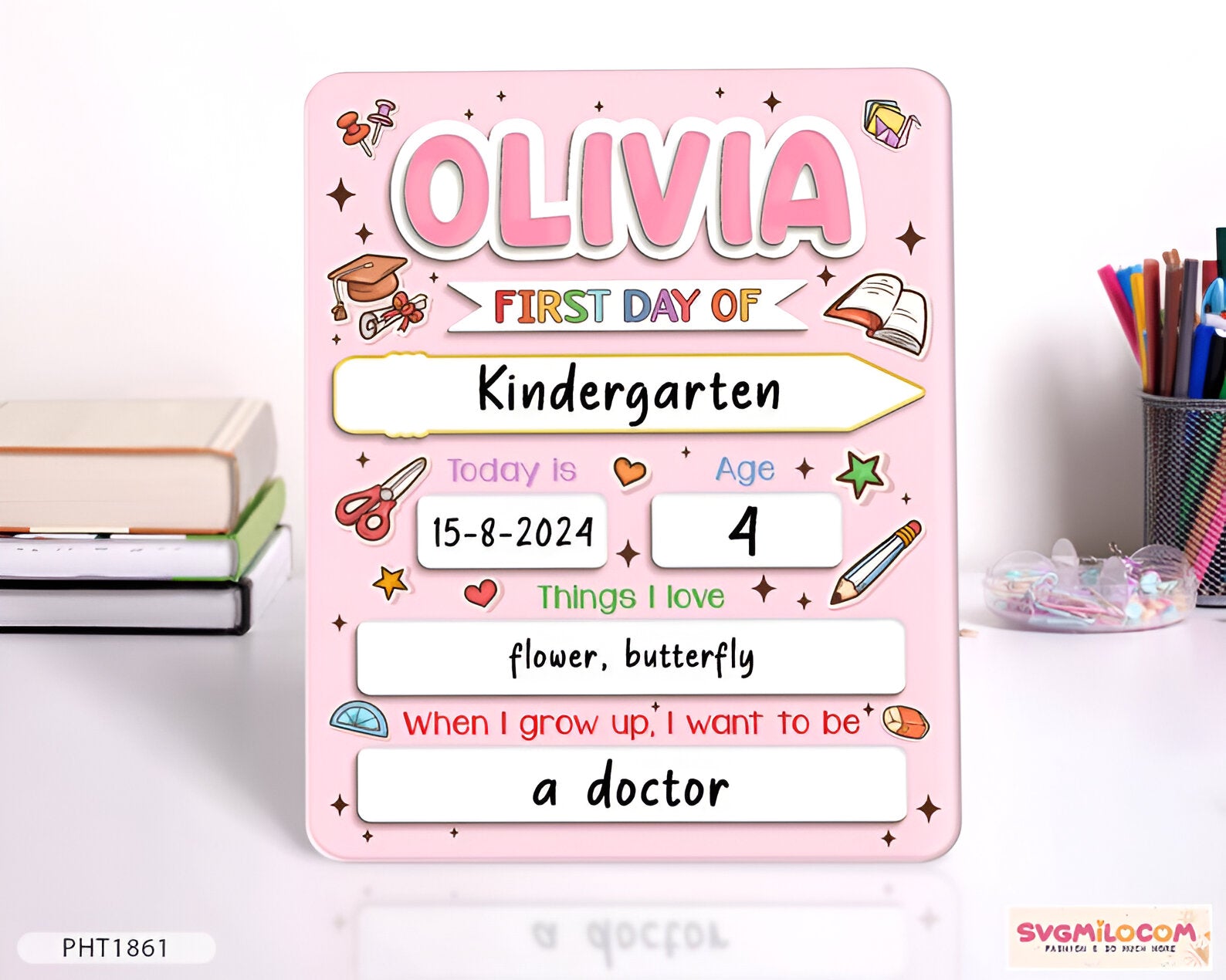 Personalized First Day of School Sign, First and Last Day of School Interchangeable Sign, Back To School Gift, Custom Wooden School Board scsign1