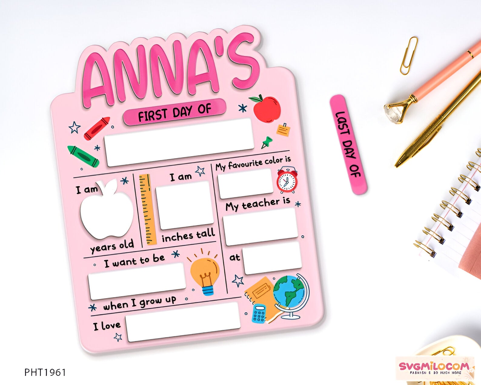 First Day Of School Sign, Back To School Sign, Last Day Of School Interchangeable Sign, Wooden School Board, Back To School Photo Prop Scsign1