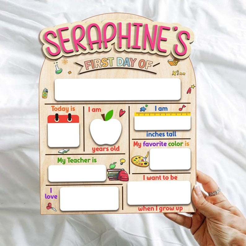 Personalized First & Last Day of School Sign, Back To School Sign, Custom First Day Of School Sign, Custom School Board Gift for Student SC0308 05