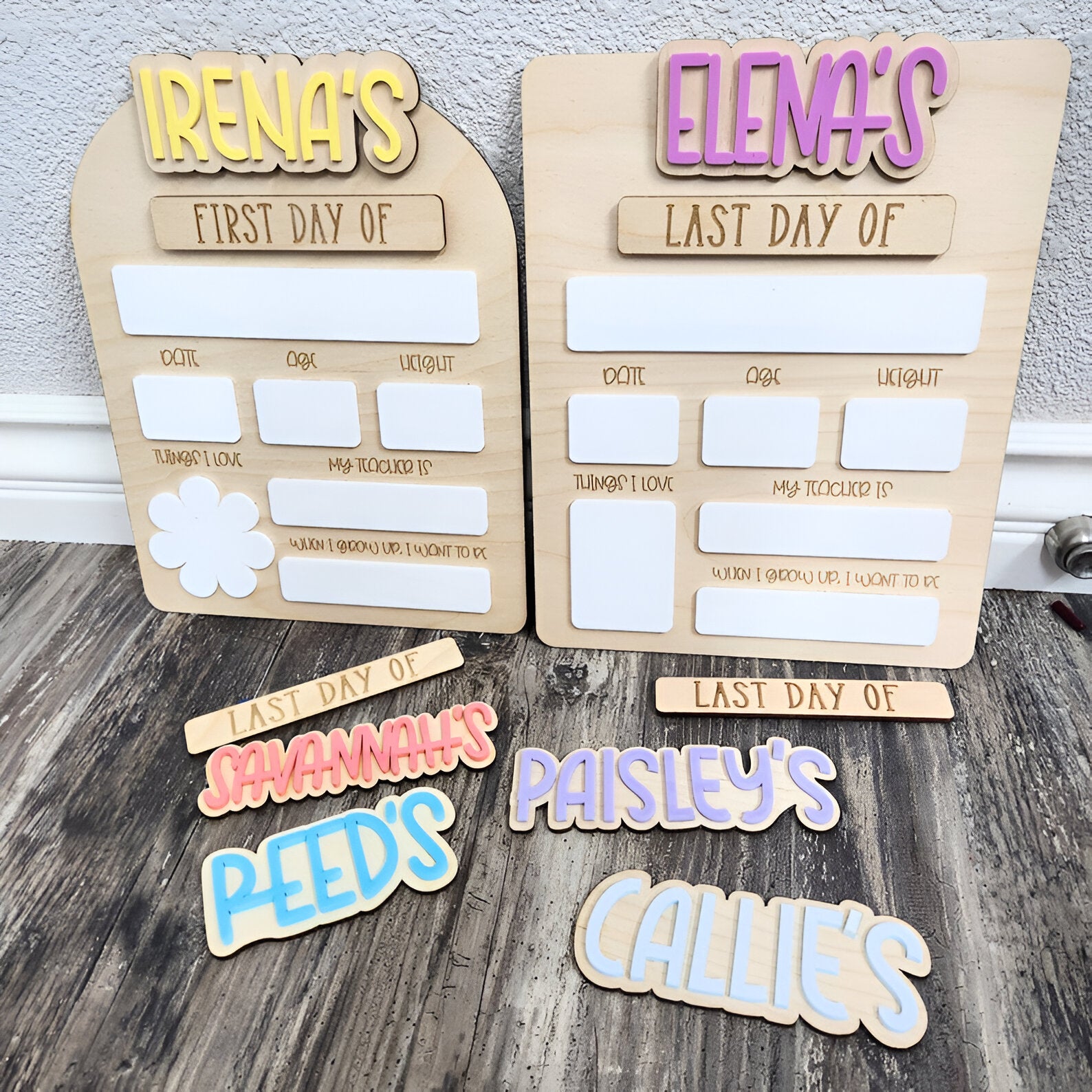 Personalized Back to School Sign  Customized Last Day of School Sign  First Day of School Sign  Changeable Names  Kids Wood Acrylic Sign scsign1