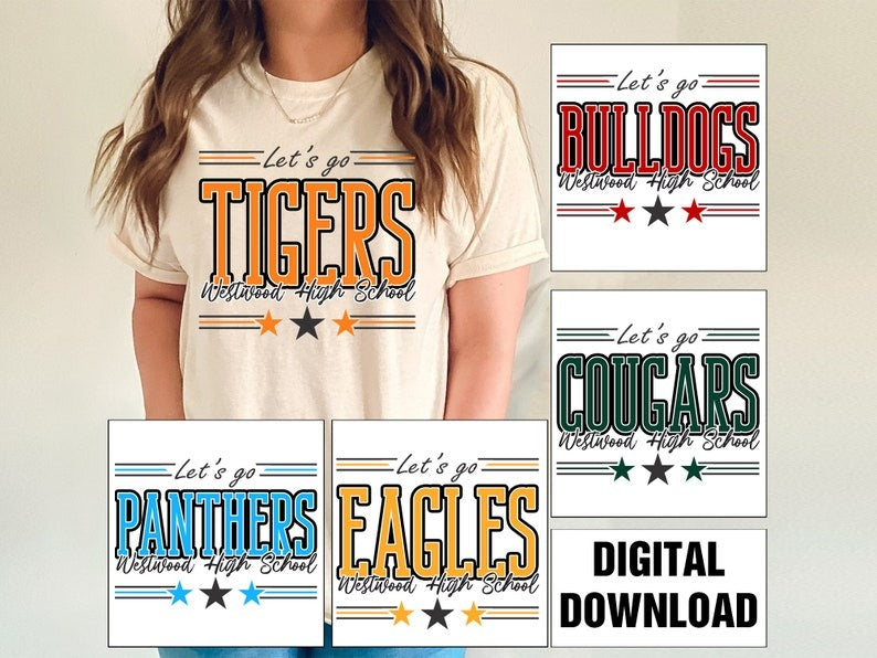 Custom School Mascot Shirt, School Spirit Shirt, Team Mascot Shirt, School Pride Shirt, Game Day Shirt, Mascot Team Shirt TD0308 01