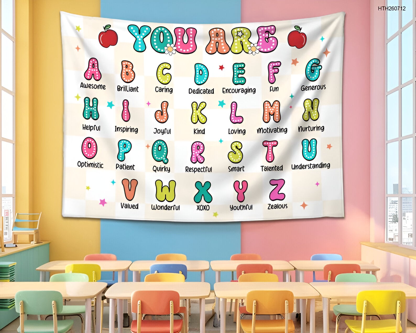 Classroom Decor, Custom Alphabet Teacher Tapestry, Classroom Tapestry, Classroom Banner, Back To School Gift, Teacher Wall Hanger Tapestry tapes1