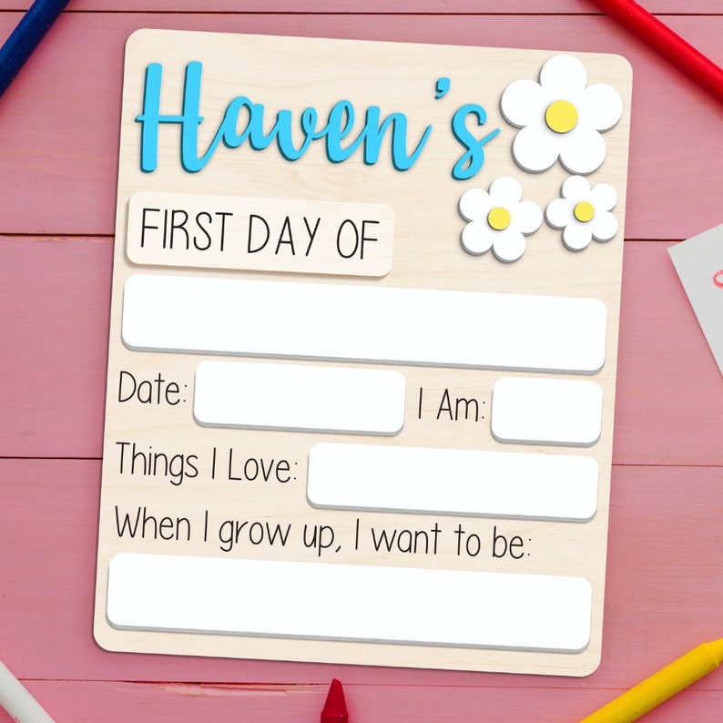 Personalized First Day of School Sign, Back to School, Custom Last Day of School Sign, Wooden Sign, Kids School Sign, Wood Acrylic Sign SC0308 04