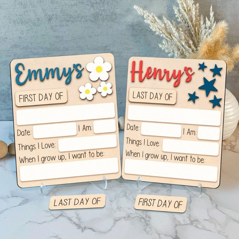 Personalized First Day of School Sign, Back to School, Custom Last Day of School Sign, Wooden Sign, Kids School Sign, Wood Acrylic Sign SC0308 04