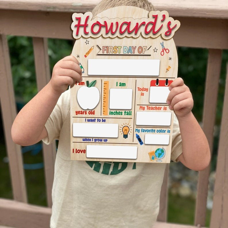 First & Last Day of School Interchangeable Sign, Custom School Board Gift for Students, Custom First Day Of School Sign, Back To School Gift SC0308 01