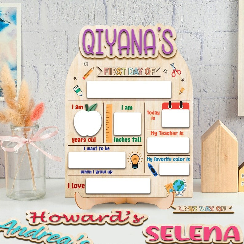 First & Last Day of School Interchangeable Sign, Custom School Board Gift for Students, Custom First Day Of School Sign, Back To School Gift SC0308 01