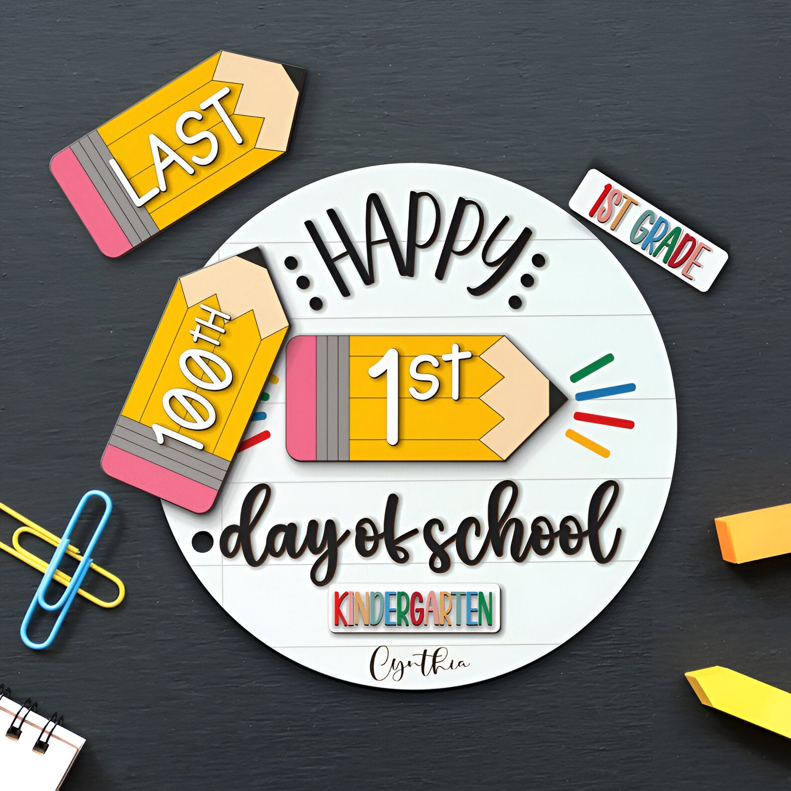 Personalized Interchangeable First Day of School Sign, 100th day of School Sign, 1st Day of School Board, Back to School Sign Scsign1