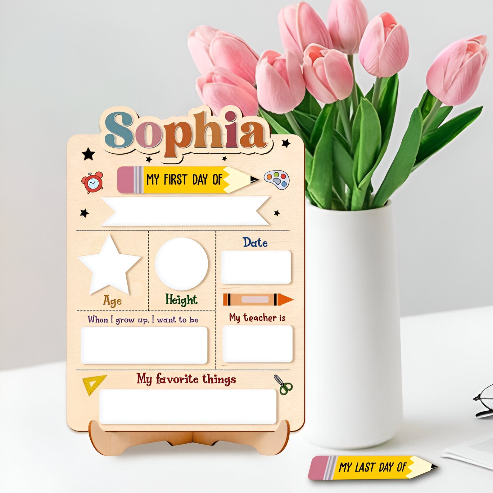 Personalized Back to School Sign, First Day of School Sign, Last Day of School Board, Back to School Photo Prop, Dry Erase Board Scsign1