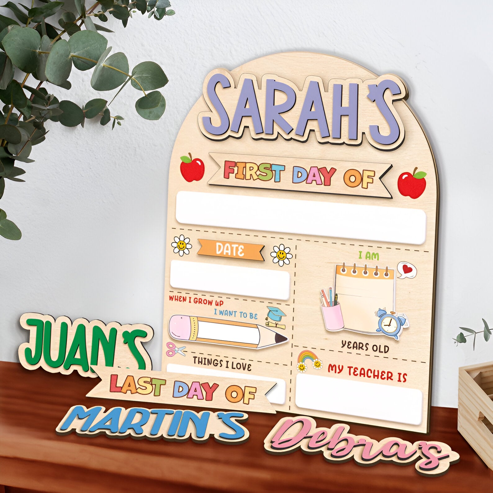 Personalized First Day of School Sign, Back to School Board, Preschool Kindergarten First Day Prop, Last Day of School Photo Prop Scsign1