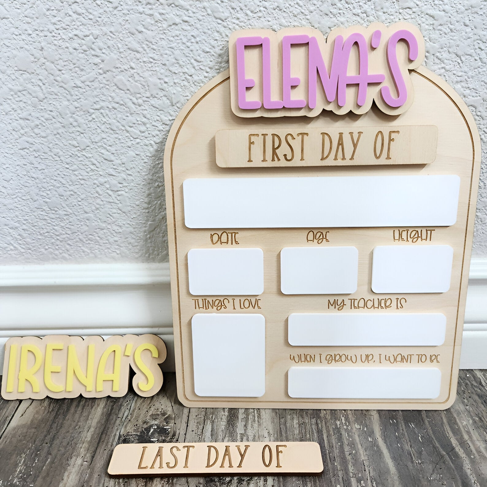 Personalized Back to School Sign  Customized Last Day of School Sign  First Day of School Sign  Changeable Names  Kids Wood Acrylic Sign scsign1