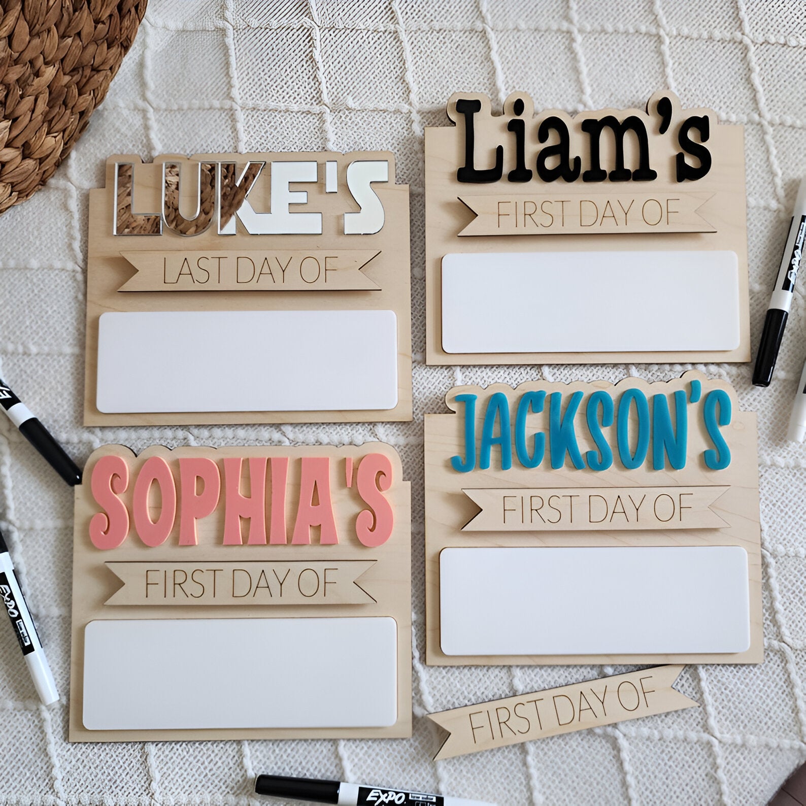 First Day of School Sign Personalized Interchangeable Names Back to school board Reusable White Board Dry Erase Back to School Made in USA scsign1