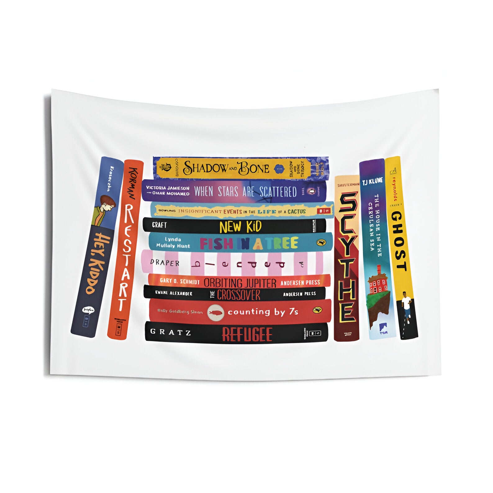 MINI Middle School Book Stack Tapestry, Teacher Gift, Librarian Gift, Library Decor, Classroom Decor, Classroom Tapestry, English Teacher tapes1