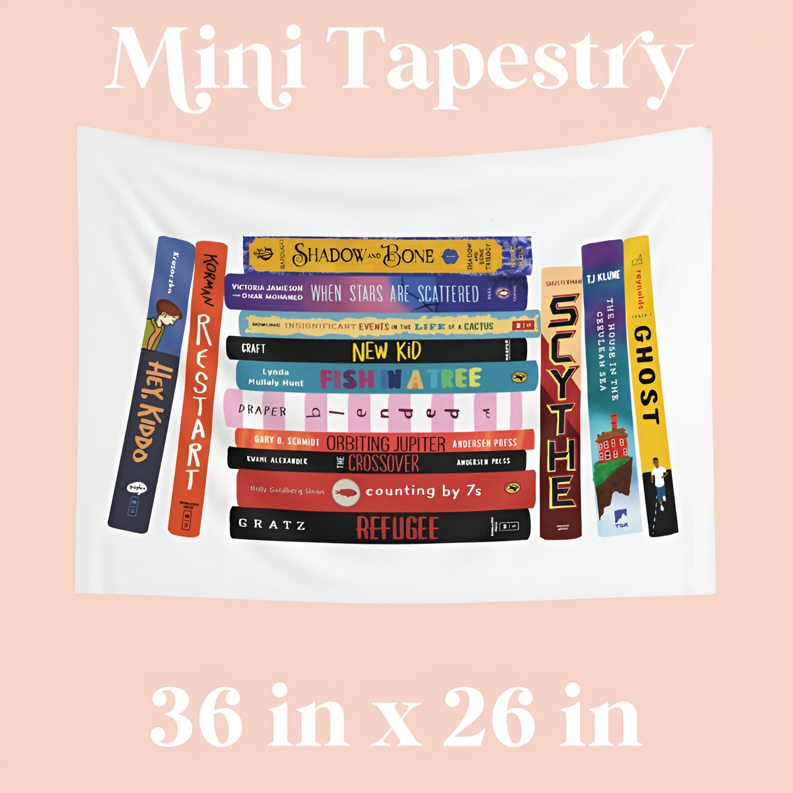 MINI Middle School Book Stack Tapestry, Teacher Gift, Librarian Gift, Library Decor, Classroom Decor, Classroom Tapestry, English Teacher tapes1