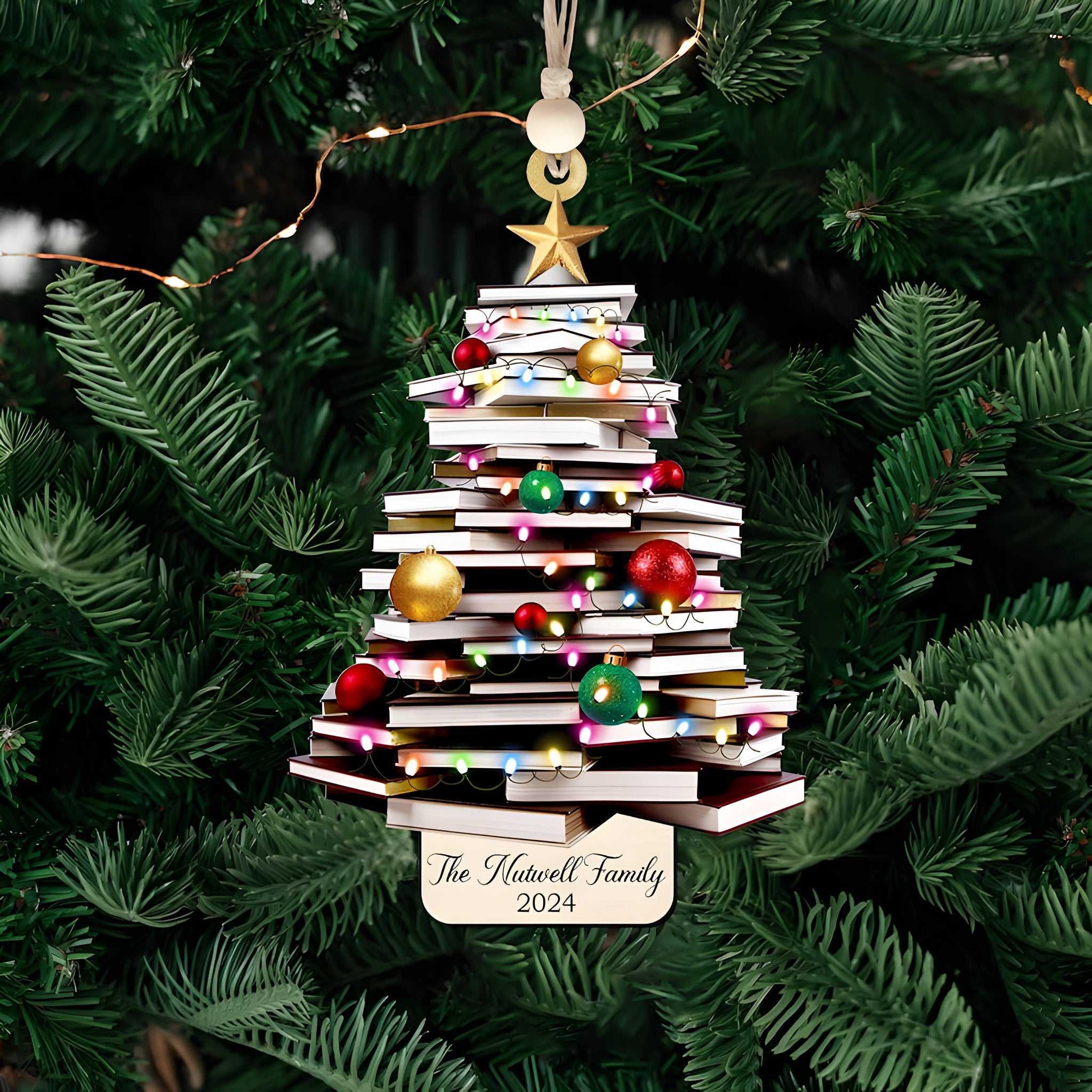 Personalized Gifts for Book Lover,Acrylic Tree Ornament Gift for Her Librarian,2024 Christmas Ornaments-Flat Printed Acrylic Ornament ORN2709