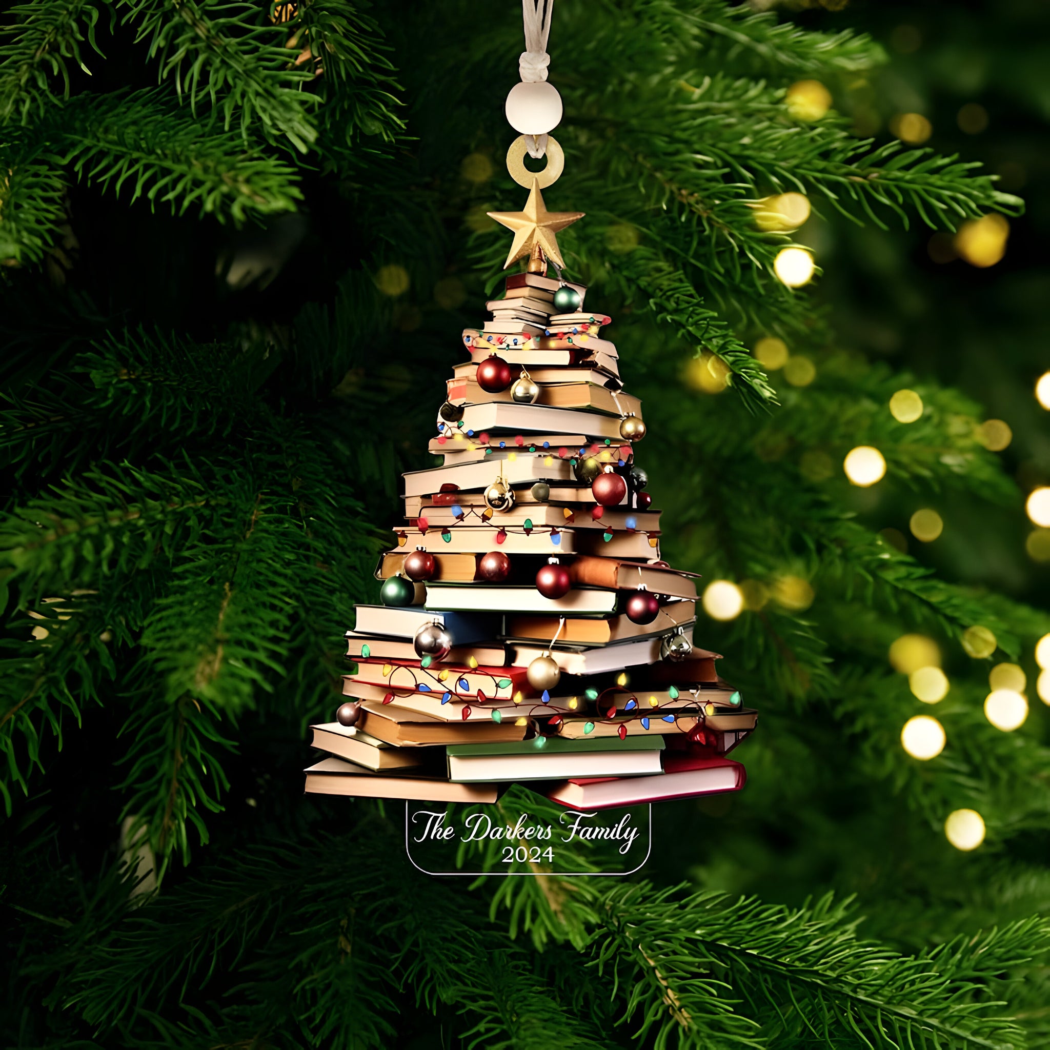Personalized Gifts for Book Lover,Acrylic Tree Ornament Gift for Her Librarian,2024 Christmas Ornaments-Flat Printed Acrylic Ornament ORN2709