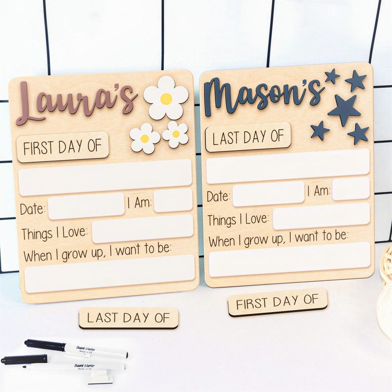 Personalized First Day of School Sign, Back to School, Custom Last Day of School Sign, Wooden Sign, Kids School Sign, Wood Acrylic Sign SC0308 04