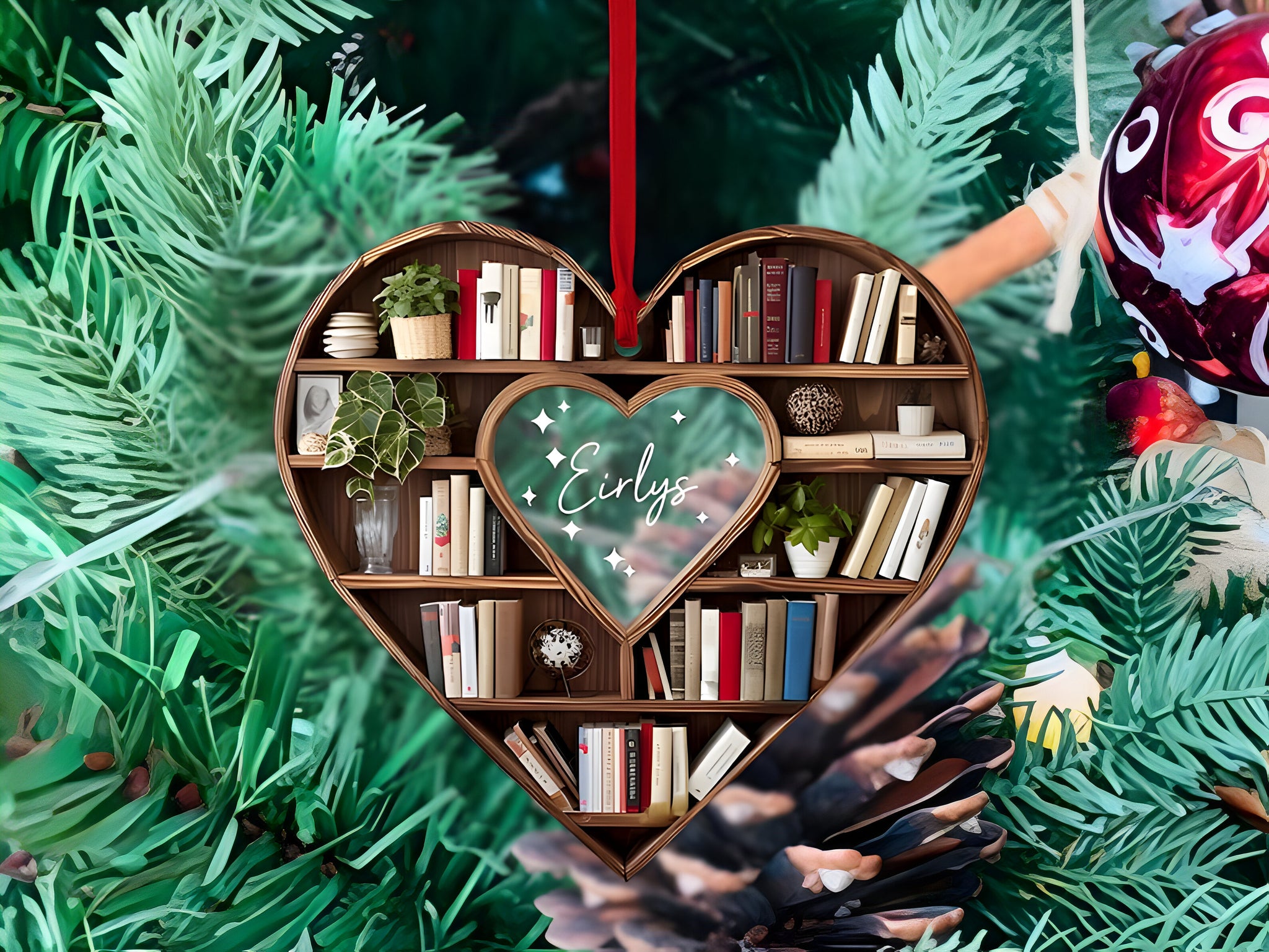 Christmas Book Tree Name Christmas Ornament, Custom Bookish Ornament For Girl Friend, Ornament Gift for Bookworm, Book Club ORN2709