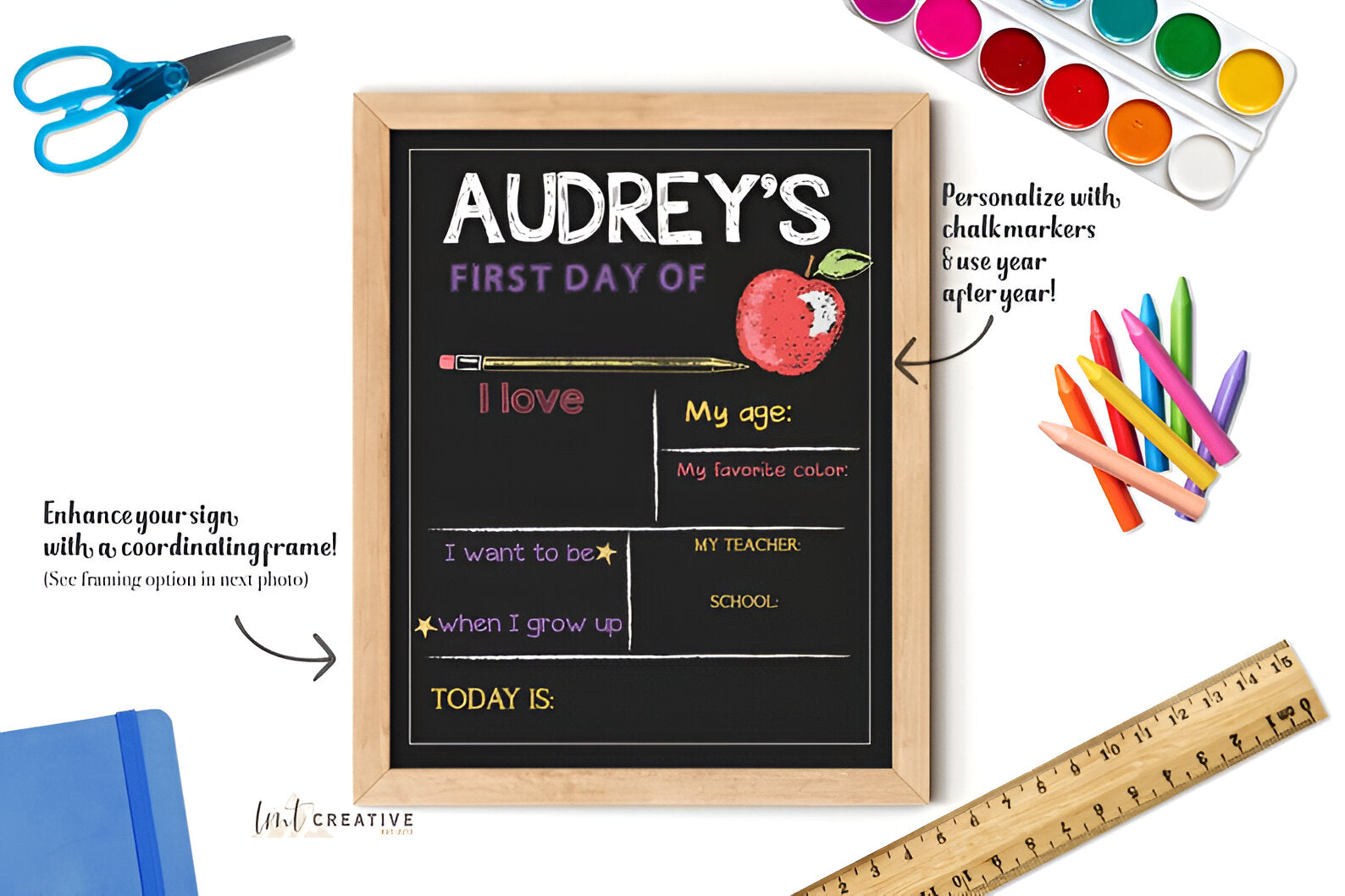 Personalized Back to School Sign, First Day Of School Sign, Reversible First Day Of School Sign, Last Day Of School, Reusable scsign1