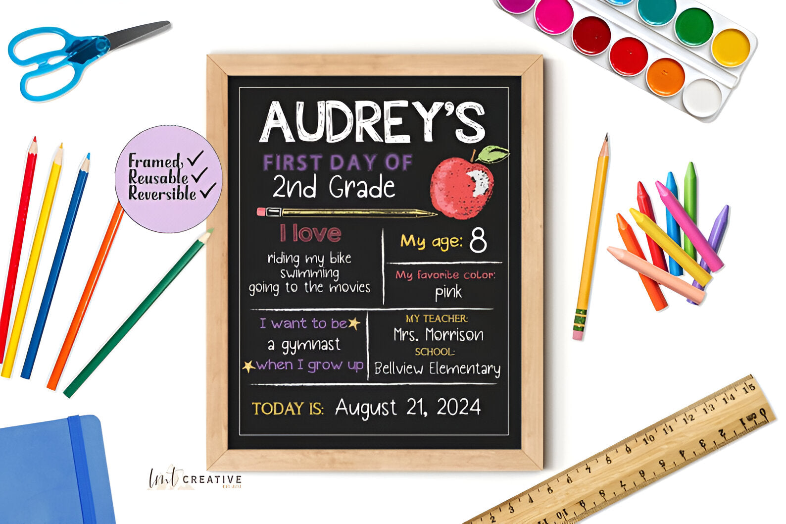 Personalized Back to School Sign, First Day Of School Sign, Reversible First Day Of School Sign, Last Day Of School, Reusable scsign1