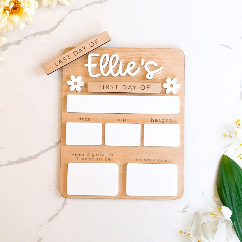 Daisy Interchangeable Wooden School Sign, Custom First Day At School Sign, Back to School Sign, School Photo Props SS0208 02