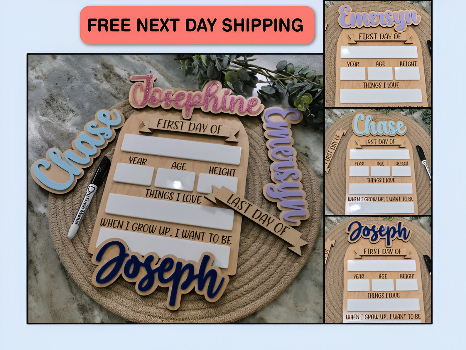 First and Last Day of School Interchangeable Wood Sign Personalized Home School Kids Education Great Gift Reusable School Sign Height scsign1