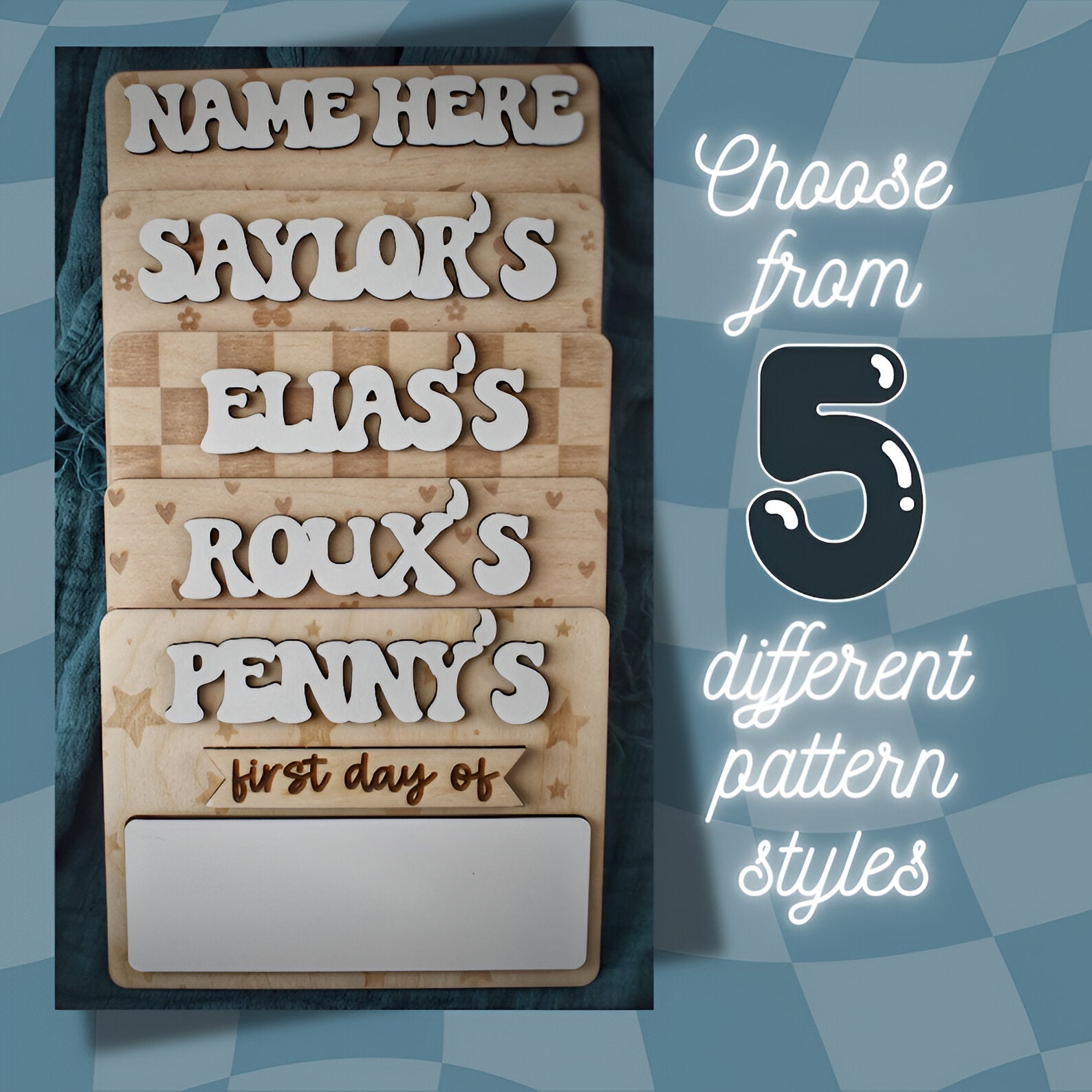 Personalized Dry Erase Back School Board  First Day of School Sign  Custom Neutral Name Sign  Photo Taking  Photo Prop Scsign1