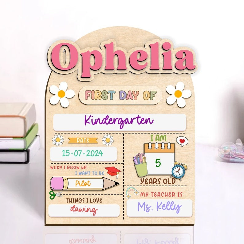First and Last Day of School Sign, Personalized First Day of Preschool, School Photo Prop, First Day Board Sign, Back to School Gift SC0308 03