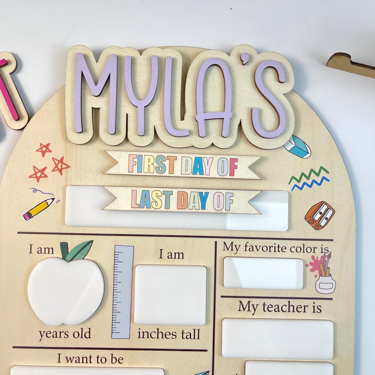 Personalized First & Last Day of School Interchangeable Sign, First Day At Back to School Sign, Custom Wooden School Board, Gift for Student scsign1
