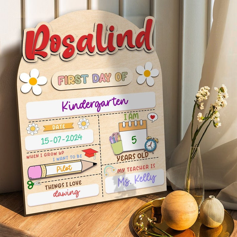 First and Last Day of School Sign, Personalized First Day of Preschool, School Photo Prop, First Day Board Sign, Back to School Gift SC0308 03