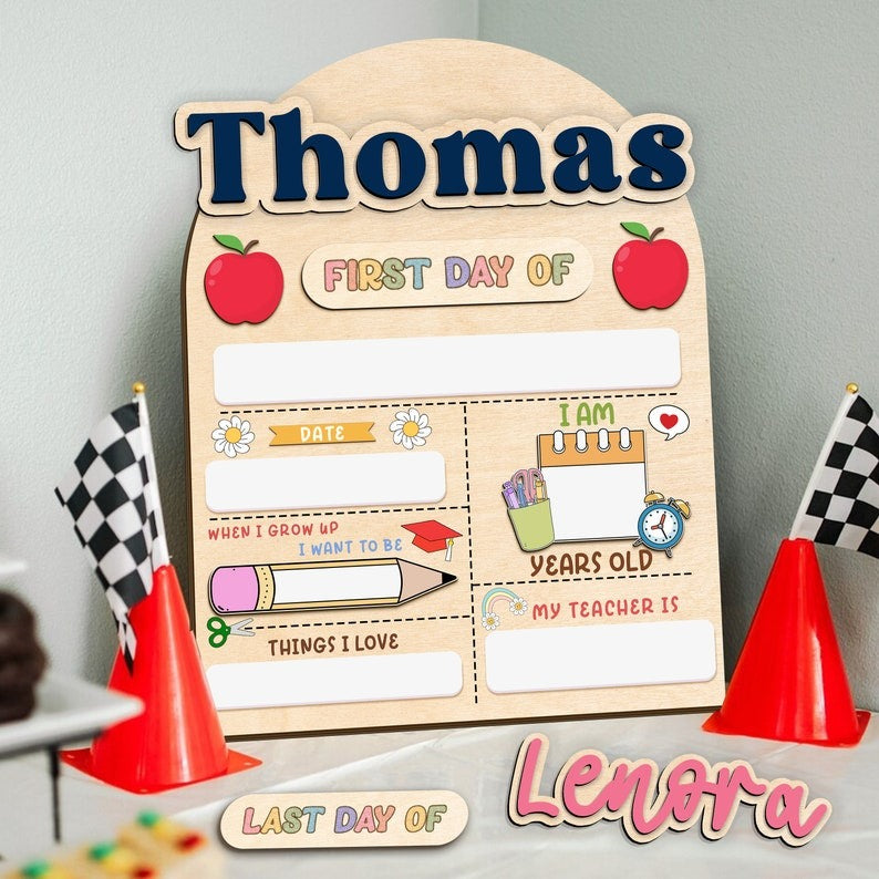 First and Last Day of School Sign, Personalized First Day of Preschool, School Photo Prop, First Day Board Sign, Back to School Gift SC0308 03