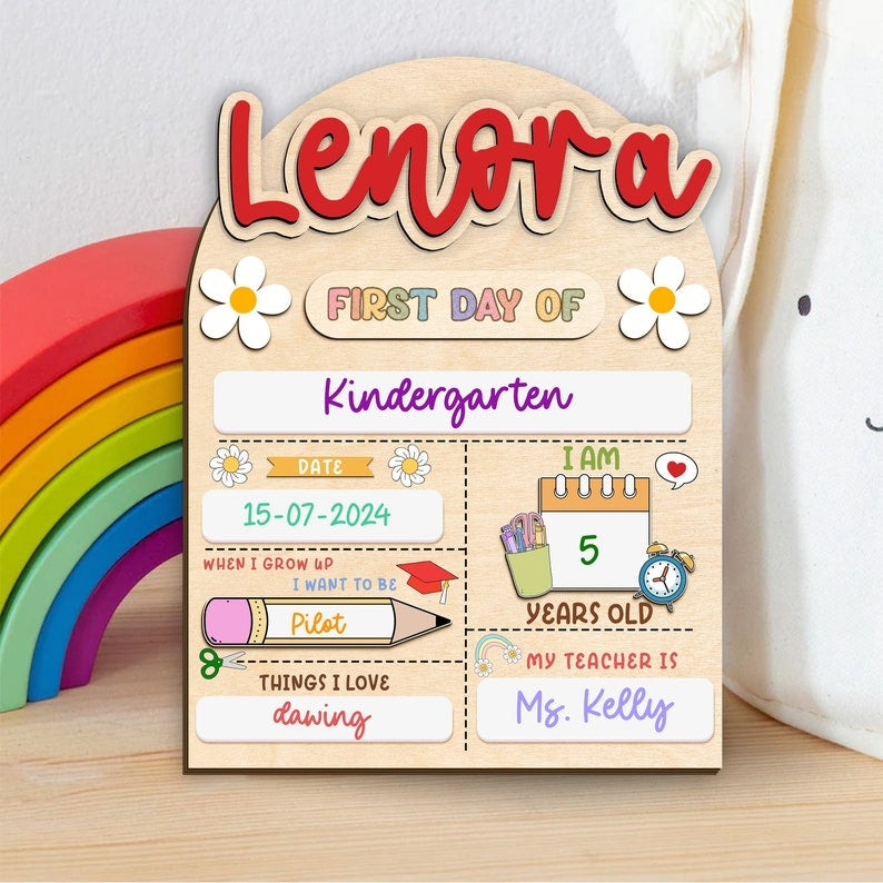 First and Last Day of School Sign, Personalized First Day of Preschool, School Photo Prop, First Day Board Sign, Back to School Gift SC0308 03