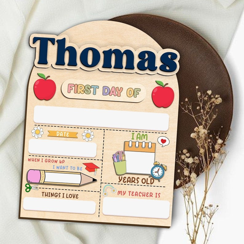 First and Last Day of School Sign, Personalized First Day of Preschool, School Photo Prop, First Day Board Sign, Back to School Gift SC0308 03