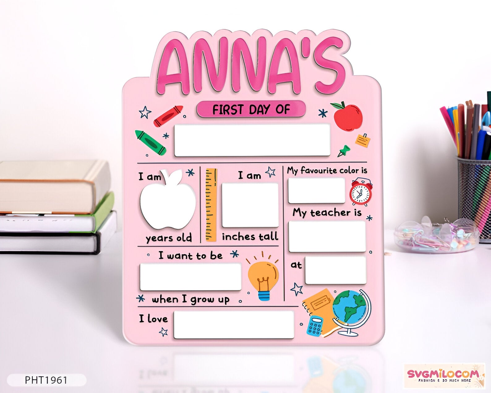 First Day Of School Sign, Back To School Sign, Last Day Of School Interchangeable Sign, Wooden School Board, Back To School Photo Prop Scsign1