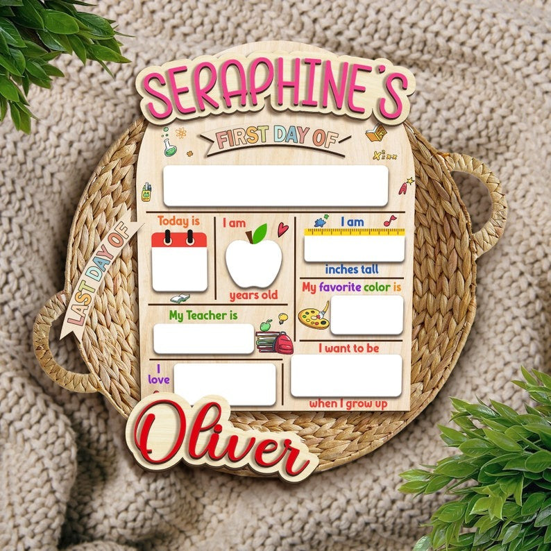 Personalized First & Last Day of School Sign, Back To School Sign, Custom First Day Of School Sign, Custom School Board Gift for Student SC0308 05