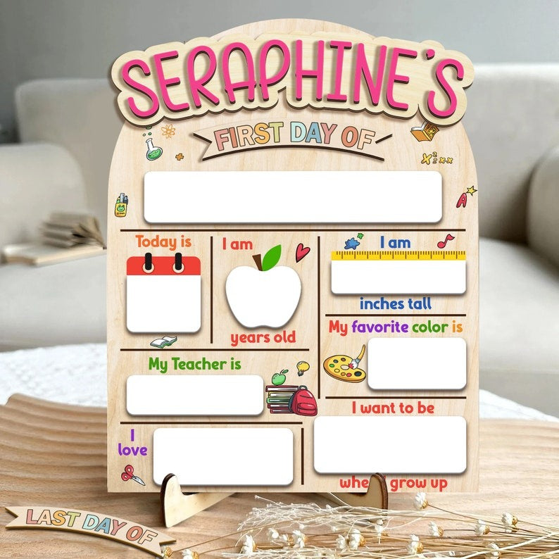 Personalized First & Last Day of School Sign, Back To School Sign, Custom First Day Of School Sign, Custom School Board Gift for Student SC0308 05