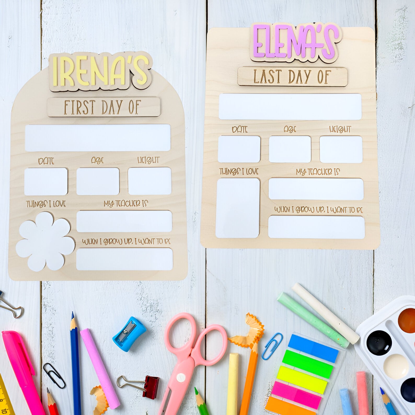 Personalized Back to School Sign  Customized Last Day of School Sign  First Day of School Sign  Changeable Names  Kids Wood Acrylic Sign scsign1