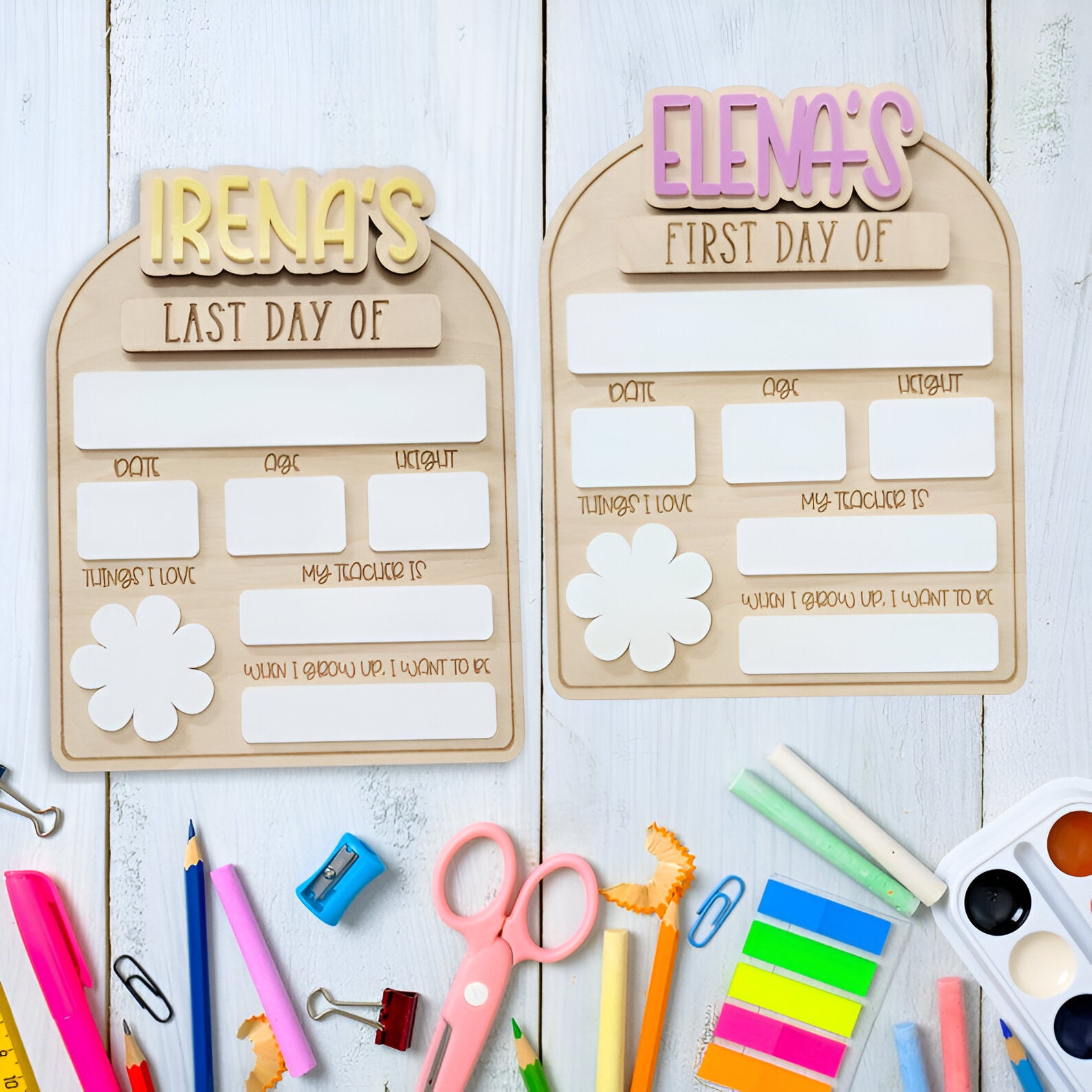 Personalized Back to School Sign  Customized Last Day of School Sign  First Day of School Sign  Changeable Names  Kids Wood Acrylic Sign scsign1