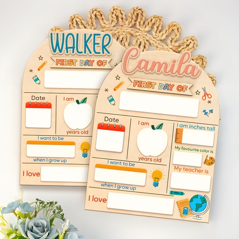 Custom Name First Day School Wooden School Board, Kindergarten 1st Day of School Sign, First & Last Day of School Sign, Gift for Student SC0308 07