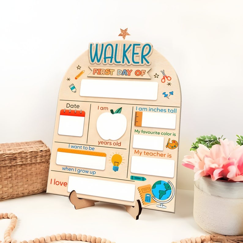 Custom Name First Day School Wooden School Board, Kindergarten 1st Day of School Sign, First & Last Day of School Sign, Gift for Student SC0308 07