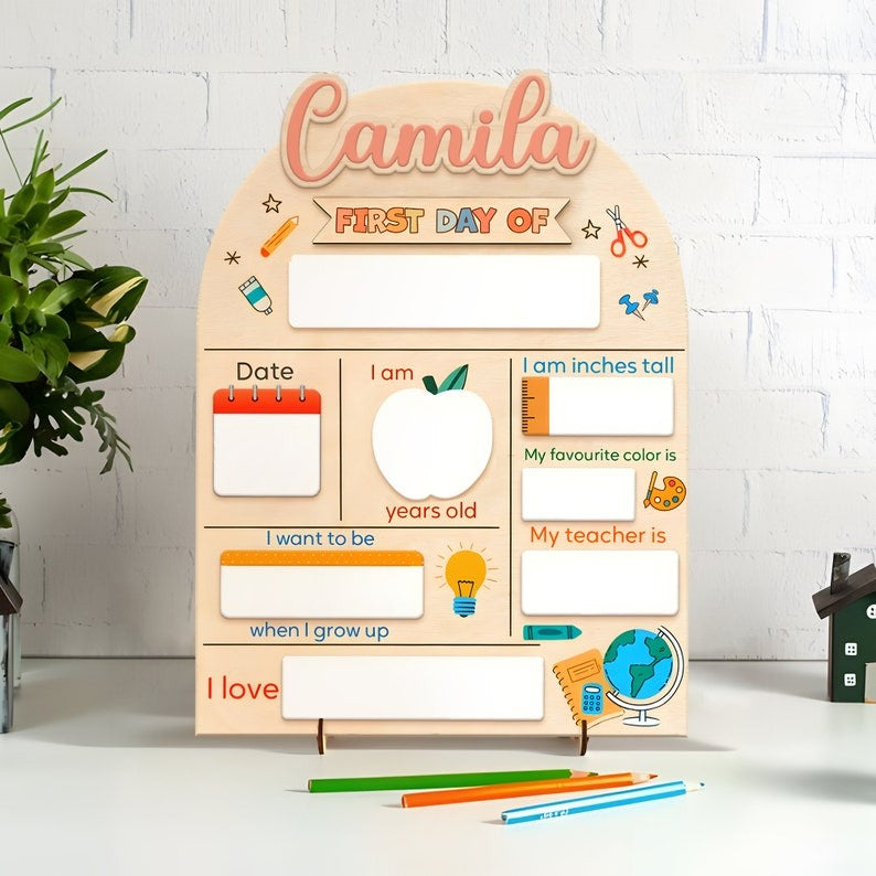 Custom Name First Day School Wooden School Board, Kindergarten 1st Day of School Sign, First & Last Day of School Sign, Gift for Student SC0308 07