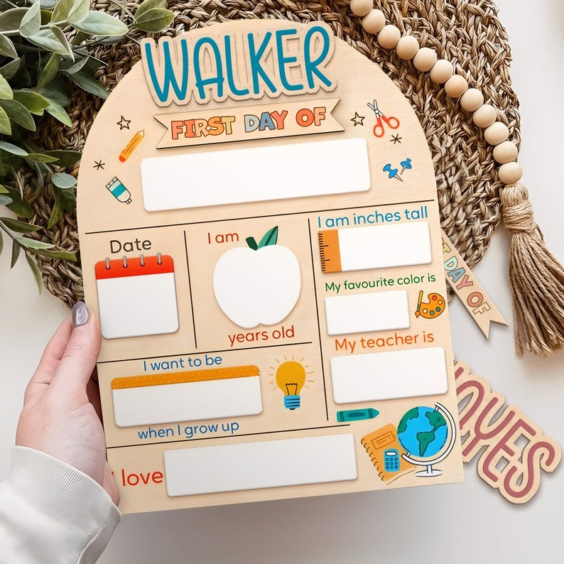 Custom Name First Day School Wooden School Board, Kindergarten 1st Day of School Sign, First & Last Day of School Sign, Gift for Student SC0308 07