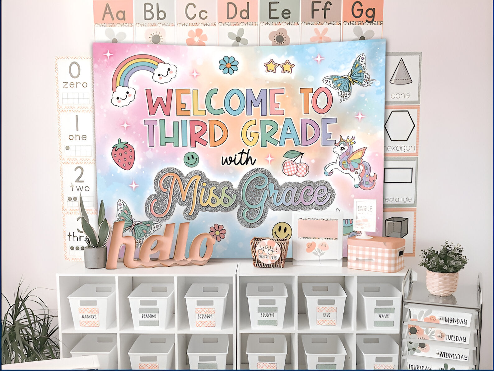 Personalized Classroom Decor, In Grade Era, Custom Classroom Tapestry, Welcome Back To School Decoration Banner, Welcome Teacher Name Gift tapes1