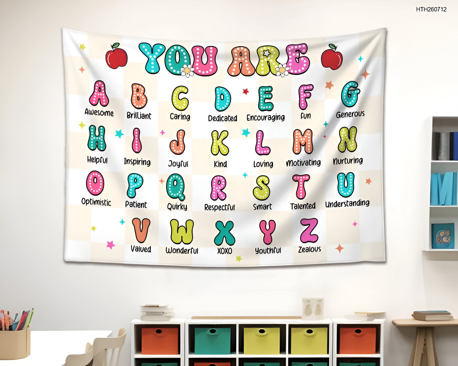 Classroom Decor, Custom Alphabet Teacher Tapestry, Classroom Tapestry, Classroom Banner, Back To School Gift, Teacher Wall Hanger Tapestry tapes1